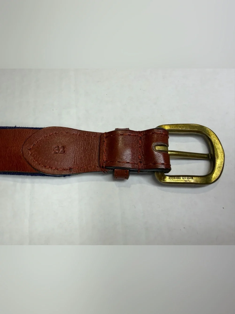 Smathers & Branson Crossed Tennis Racquets Needlepoint Belt Size 32 Navy Brass